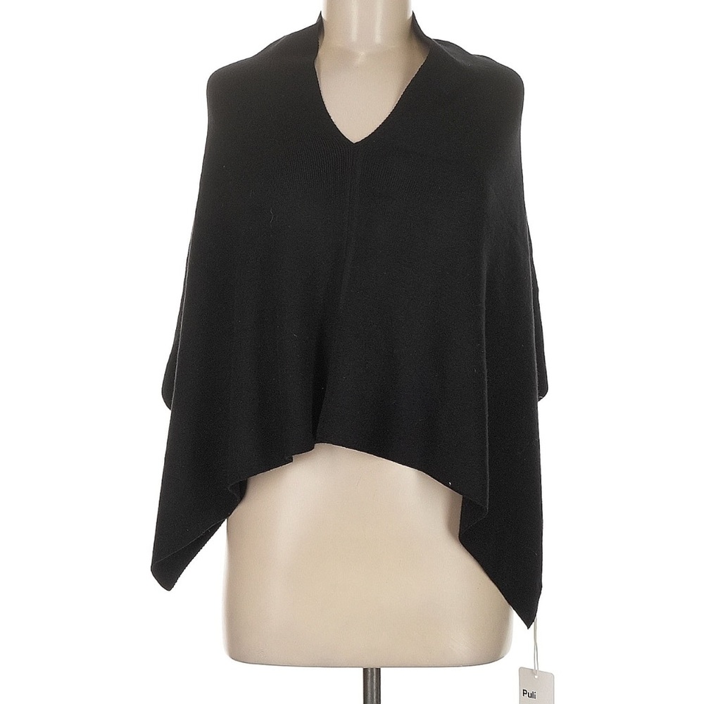 Puli Black V-Neck Poncho - One Size